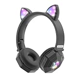 Kinder Kopfhörer, Bluetooth Katzen Kopfhörer, Kabellos und Kabel, Niedliche RGB-Licht Kopfhörer,...