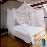 EVEN NATURALS Luxus MOSKITONETZ Einzelbett, Mückennetz für Bett, feinste Löcher, rechteckiges...