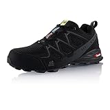 Fusskleidung® Damen Herren Wanderschuhe atmungsaktive Trail Running Trekkingschuhe Schwarz Grau EU...