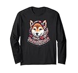 Shiba Inu Hund Babushka Wycinanki Muster Polen Langarmshirt