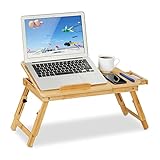 Relaxdays Laptoptisch für Couch, Bambus, klappbar, höhenverstellbar, neigbare Tischplatte,...