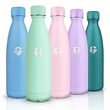 HoneyHolly Trinkflasche Edelstahl, 500ml BPA-frei, Thermosflasche, 18/8 Edelstahl, Wasserflasche...