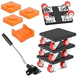 9-Teiliges Möbel Transportroller Set, Schwerlast Möbelheber mit 330mm Verlängerungsstange, 4...