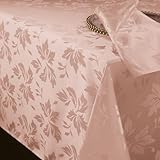 Romanstile kleine Tischdecke Mitteldecke 80x80 cm abwaschbar Rosa Frühling Blumen Damast...
