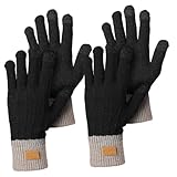 OUNONA 2 Paare Winterhandschuhe Touchscreen Rutschfest und Warm für Herren und Damen Schwarz für...