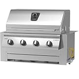 Einbau Gasgrill 'Hermann XL - Deluxe' Edelstahl Einbaugrill mit Einfassung, Deckel und Fettwanne mit...