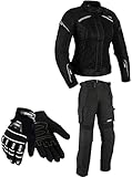 BOSmoto DAMEN MOTORRADKOMBI JACKE + HOSE + HANDSCHUHEN - BIKE MOTORRAD ROCKER TOURING,Sommer (XS)