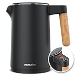Arendo - Wasserkocher Edelstahl mit Temperatureinstellung - 45°C-100°C - 1.5 Liter - Doppelwand -...