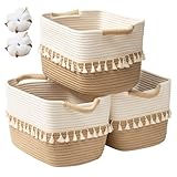 TeoKJ Gewebter Aufbewahrungskorb, 3er-Set, Baumwollseilkorb zur Aufbewahrung,...