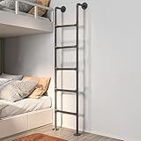 Wandmontierte Metall-Kletterleiter für Zuhause, Dachboden und Fensterbrunnen, 165 cm, doppelte...