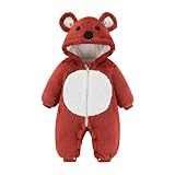 Baby Fleece-Overall im niedlichen Bären-Design - Warmer Strampler mit Kapuze für Herbst und Winter...