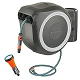 GARDENA Wand-Schlauchbox RollUp M-L (weiß) 25 m, flexible Bewässerung für mittelgroße bis große...