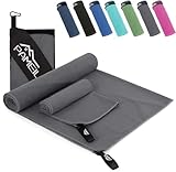 Pameil Mikrofaser Handtuch 2er Set-(160x80cm Groß Badetuch+80x40cm Klein Handtüch), Kompakt &...