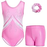 Gogokids Gymnastikanzug für Mädchen, glitzernde Strasssteine, Tanzeinteiler mit Shorts,...