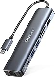 USB C Hub Dockteck 7-in-1 Dock DD0003 USB C Adapter, Ethernet LAN RJ45, 4K 60Hz HDMI, 100W Power...