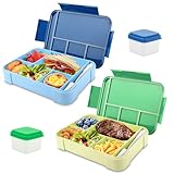 NVIYAM 2 PCS Brotdose Kinder mit Fächern, 1330ML BPA Frei bento box, Auslaufsicher Mit 6 Fächern,...
