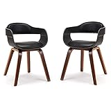 Mingone 2er Set Esszimmerstühle Leder Modern Küchenstühle Nussbaum Bequemer Ledersessel...