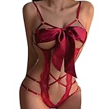 FLUTOY Damen Strapsen-Set aus Spitze Verführungsset mit Body & Negligee Hochwertige Reizwäsche...