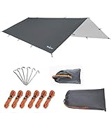 Unigear Zeltplane, Tarp für Hängematte, wasserdicht mit Ösen + 6 Erdnägel+ 6 Seilen, Regenschutz...