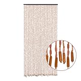 Garbenat Bambusvorhang - 90 x 200cm Perlenvorhang 52-Zeilen Hängender Teilervorhang Retro...