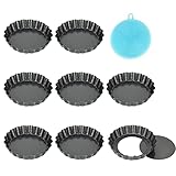 Highkit 8 Stück Tarteform mit Hebeboden, Antihaftbeschichtung Quicheform Klein 10 cm / 4 Zoll X8...