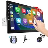 Haudio 1Din Autoradio, mit 10.1 Zoll drehbar Bildschirm,Kompatibel mit Wireless Apple CarPlay und...