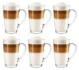 Glasmark Krosno Latte Macchiato Gläser Cappuccino 6er Set Teegläser- Mit Henkel Dessertgläser...