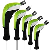 Andux Golf-Schlägerkopfhüllen für Holz mit langem Hals Packung mit 5 Grün