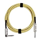 Amazon Basics – Instrumentenkabel, 6,35 mm, Winkelstecker, Mantel aus Tweed-Stoff, 3m, Gelb &...