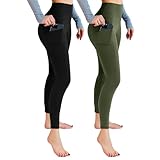 Leafigure 2er Pack Sport Leggings Damen High Waist Sporthose Damen Mit Taschen Gym Leggings...