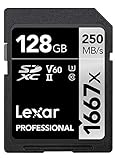 Lexar Professional 1667x SD Karte 128GB, Speicherkarte SDXC UHS-II, Bis zu 250 MB/s Lesen, Class 10,...