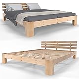SANZARO Holzbett 160 x 200 cm - Massivholz Bett Kiefer Doppelbett Balkenbett Bettgestell Bettrahmen...