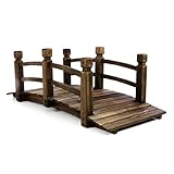 Nexos Holzbrücke mit Geländer Teichbrücke Dunkelbraun Größe 150x67x55 cm Dekobrücke Holzsteg...