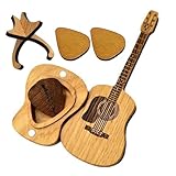 TABSIRAH Gitarrenplektren-Box, einzigartiger Holz-Plektrum-Organizer, Aufbewahrungsbehälter für...