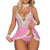 Sexy Dessous Damen Für Sex, Tiefer V Ausschnitt Reizwäsche One Piece Erotische Teddy Bodysuit...