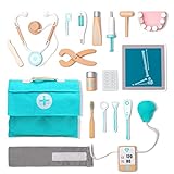 UMU® Kinder Holz Arztkoffer Spielset mit Stethoskop, Blutdruckmessgerät, Zahnarzt Toolbox u. v....