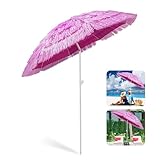 Ggipxalatyr Tiki Regenschirm, Strohschirm, rosa Boho-Strandschirm, hawaiianischer Stil, Strandschirm...