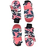 jieGorge 2 Paar Winterhandschuhe für Mädchen Jungen Klassisches Camouflage-Muster Warme...