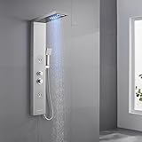 OUGOO LED Duschpaneel mit Armatur, 5-in-1 Duschsäule Komplettset: Regendusche, Wasserfalldusche,...