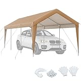 COSTWAY Carport Zeltgarage, Maße: 301 x 600 x 285 cm, tragbares Garagenzelt mit verzinktem...