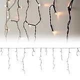ECD Germany LED Lichtervorhang 6m 180 Warmweiße LEDs, Eiszapfen Lichterkette LED...