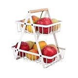 iophi 2 Stöckig Obstkorb, Abnehmbar Obst Etagere 2 Etagen Küche Moderne Obstschale, Praktischer...