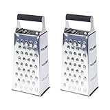2er Set Edelstahl Vierkantreibe 10,5 x 8 x 24 cm Küchenreibe Vierkant Käsereibe Reibe Raspel Hobel...