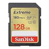 SanDisk Extreme SDXC UHS-I Speicherkarte 128 GB (V30, 180 MB/s Übertragung, U3, 4K UHD Videos,...