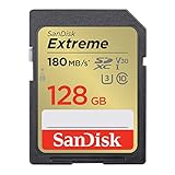 SanDisk Extreme SDXC UHS-I Speicherkarte 128 GB (V30, 180 MB/s Übertragung, U3, 4K UHD Videos,...