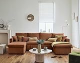 Cyrus - 7-sitzer Wohnlandschaft U-Form - schlaffunktion und Bettkasten - - aus Cordstoff Terrakotta