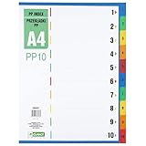 D.RECT Register für A4, PP10, 10 Trennblätter, Ringbuchregister, Taben mit Zahlenaufdruck 1-10,...