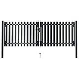 Willood Doppelflügel Zauntor Stahl 306x125 cm Anthrazit Gartentor Pforte Hoftor Gartentür...