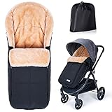 Orzbow Fußsack Buggy, Künstliches Lammfell Fußsack Kinderwagen Baby Winter mit Reißverschluss,...