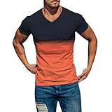 YIMAIWLX kurze Ärmel Herren-Gradient T-shirt Kurzärmel Casual Style V-Ausschnitt T-shirts Slim Fit...